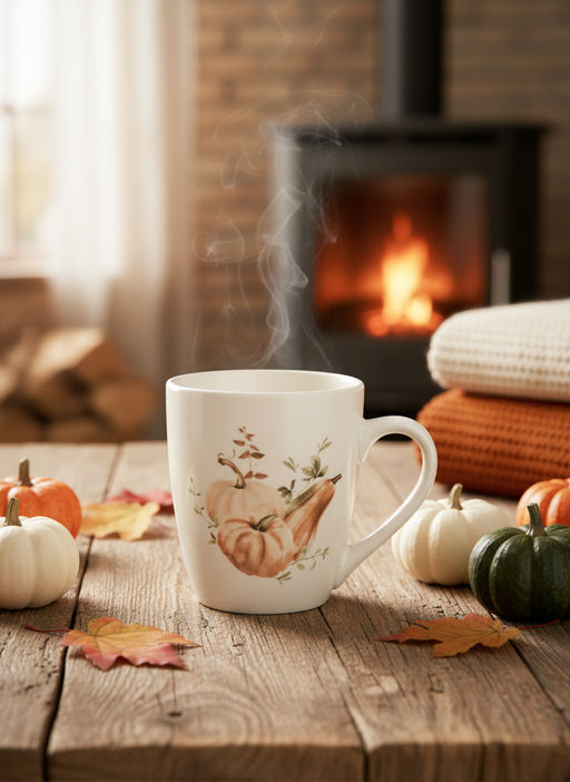 Кружка, 370 мл, фарфор P, белая, Тыквы, Pumpkin harvest - Anna lafarg фото 8