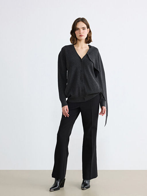 V Yaka ?al Detayl? Oversize Kad?n Triko H?rka