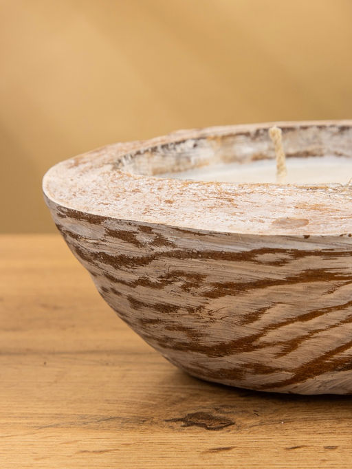 Свеча в кокосе, 20×20×7 см, белая