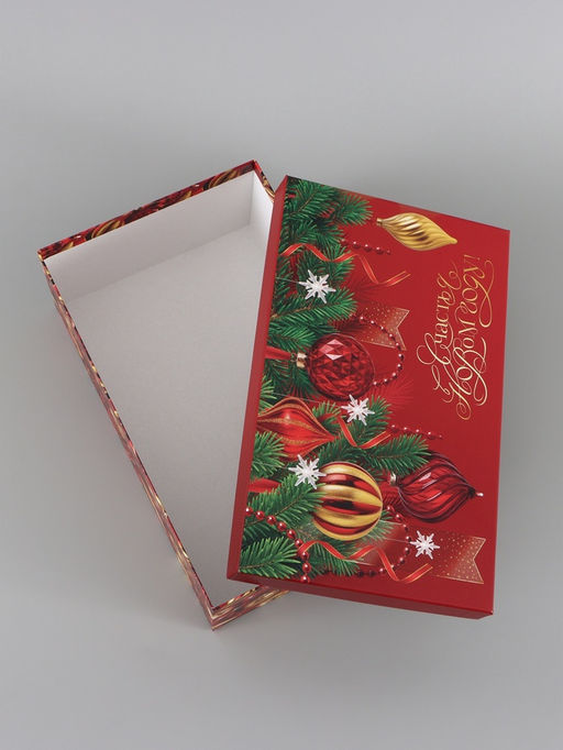 Коробка новогодняя подарочная «Елочные игрушки», 32.5×20×12.5 см