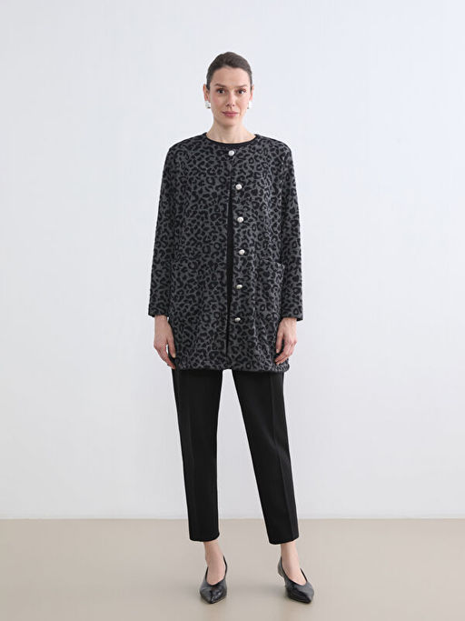 Bisiklet Yaka Leopar Desenli Kad?n H?rka