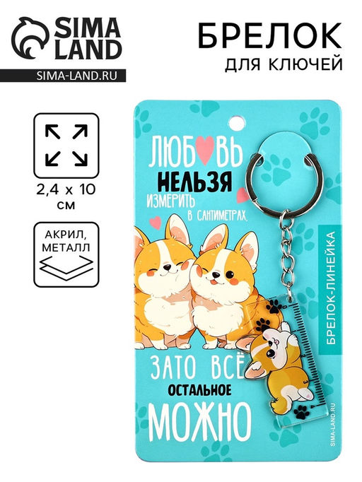 Цена за 2 шт. Брелок линейка для ключей Любовь нельзя измерить, 2.4?10 см