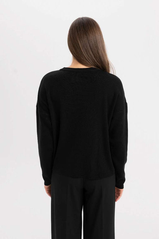 Свитер обычного кроя с круглым вырезом - Defacto фото 5
