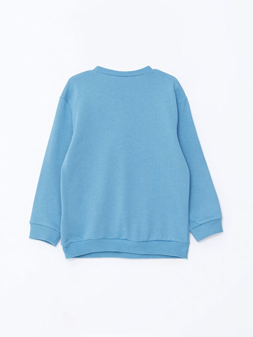 Bisiklet Yaka Bask?l? Erkek ?ocuk Sweatshirt