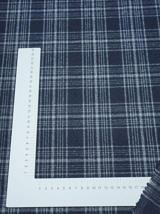 Шерсть пальтово-костюмная Твид Клетка цв.серо-голубой на синем, ш.1.5м, шерсть-60%, п/э-40% - Купава фото 14