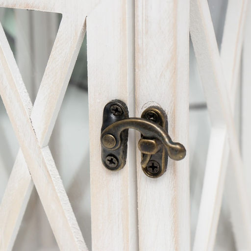 Деревянный подсвечник-фонарь на 1 свечу «Ставни», беж, 28×12.5×12.5 см