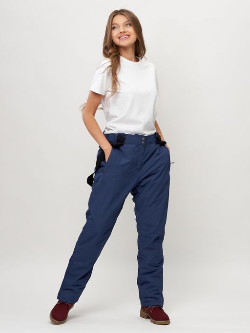 Полукомбинезон брюки горнолыжные женские big size темно-синего цвета 66413TS - Mtforce фото 13