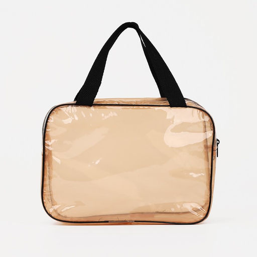 Косметичка-сумка на молнии для бассейна, с ручками, большая, прозрачная/коричневая - Simaland фото 2