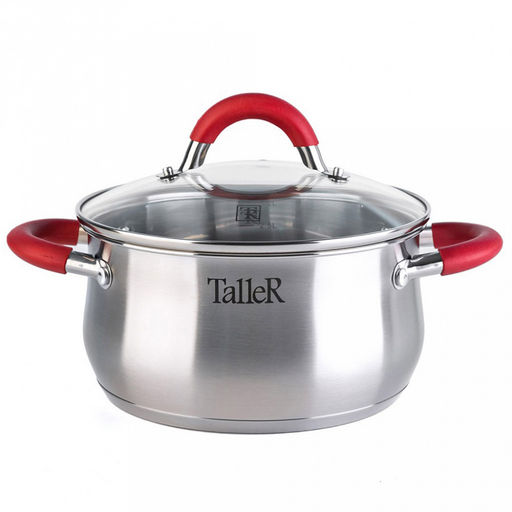 Набор посуды из нержавеющей стали Милфорд 4 штуки: кастрюли 2,2л - д18см, h9см, 3,2л - д20см, h10,5см, 5,2л - д24см, h11,5см, ковш 1,5л - д16см, h8см, s0,6мм, дно s2,8мм, полировка матовая снаружи, зеркальная внутри, стеклянная жаропрочная крышка, - Домашняя мода фото 4