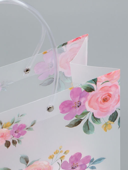 Пакет подарочный прозрачный , "Цветы" 30 х 26 х 12