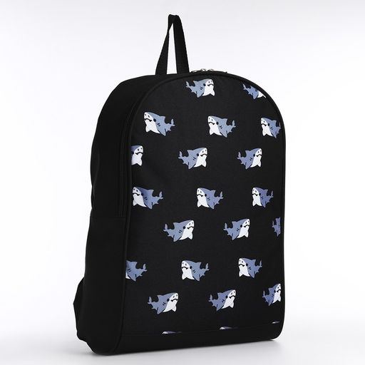 Рюкзак текстильный Акулы, 38х14х27 см, цвет чёрный - Nazamok фото 2