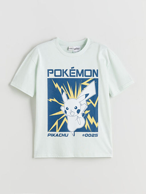 Bisiklet Yaka Pikachu Bask?l? Erkek ?ocuk Ti??rt