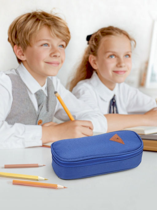 Пенал - футляр школьный Calligrata, на молнии, 2 отделения, текстиль, синий