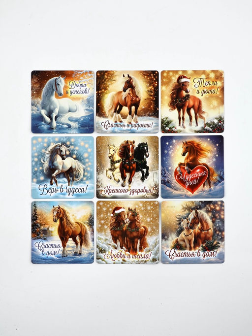 Магниты новогодние «Лошадь», 7×7 см, набор 36 шт., полимер