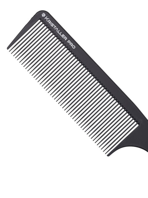 Kristaller Профессиональный гребень для волос с ручкой 0611, карбон, черный, 22 см  фото 3