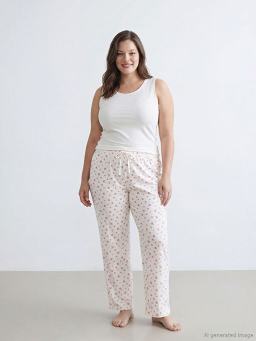 Beli Lastikli Puantiyeli Kad?n Pijama Alt