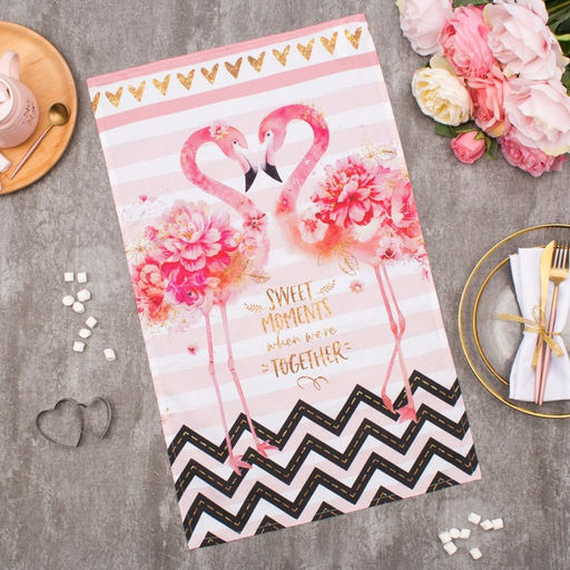 Цена за 2 шт. Полотенце Этель Flamingo 40х67 см, 100% хлопок, саржа 190 гр/м2  фото 3