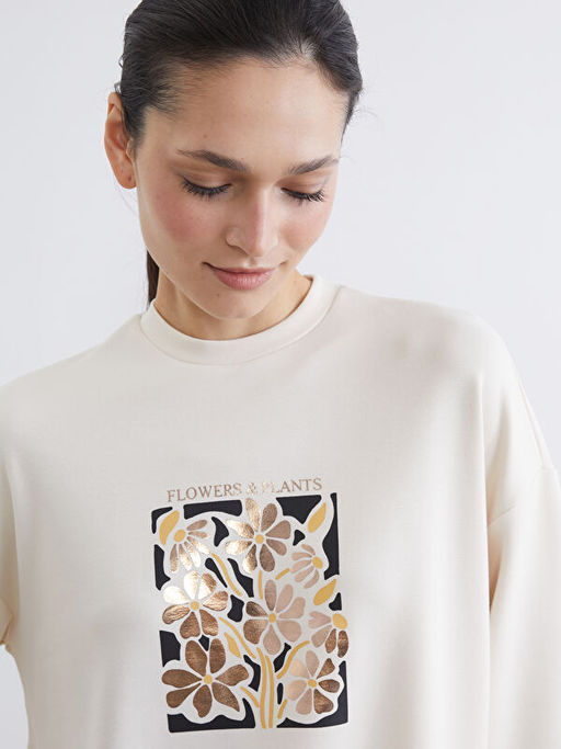 Bisiklet Yaka Oversize Kad?n Sweatshirt Tunik