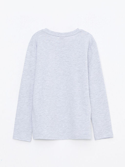 Bisiklet Yaka Bask?l? Uzun Kollu Erkek ?ocuk Ti??rt - Waikiki фото 2