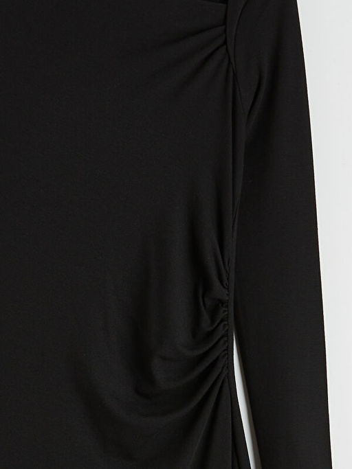 Kay?k Yaka B?zg?l? Elbise