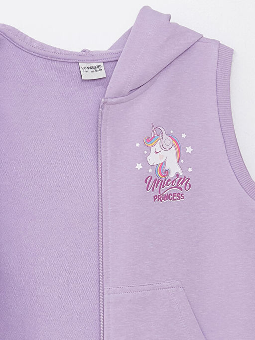 Kap??onlu Bask?l? K?z ?ocuk Fermuarl? Yelek - Waikiki фото 3