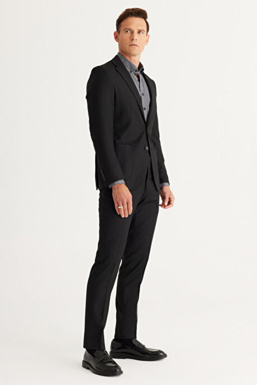 Ekstra Slim Fit Dar Kesim Mono Yaka Y_nl_ Siyah Tak_m Elbise 4A3024100016SYH