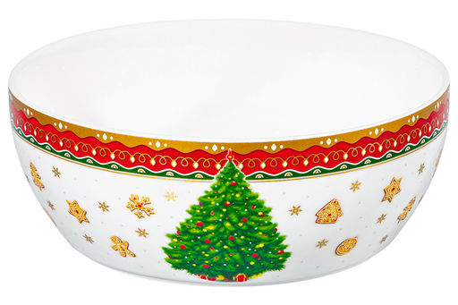 Салатник 1,7 л 20*20*7,5 см Новогодняя ёлка красный узор, фарфор NEW BONE CHINA - Elan gallery фото 6