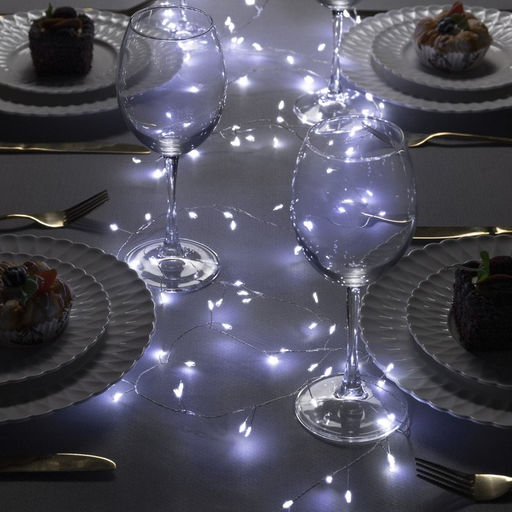 Гирлянда Мишура 5 м роса, IP20, серебристая нить, 200 LED, свечение белое, 12 В