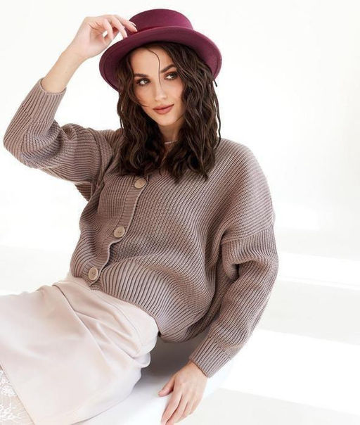 K13282 Кардиган (вязаный трикотаж) ТМ_БЕЖЕВЫЙ