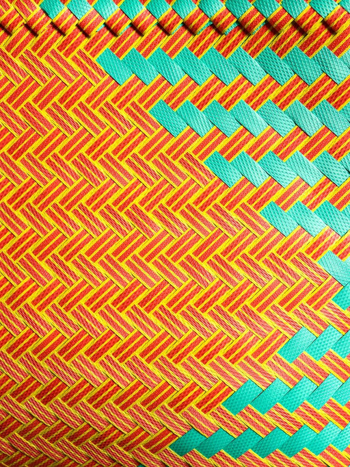 Сумка плетёная, 30×15×35 см, пластик, бирюзово-жёлтая
