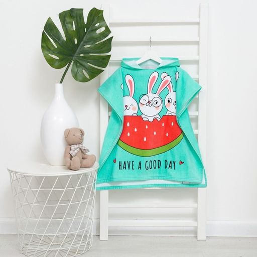 Полотенце-пончо детское махровое Крошка Я Зайчики 60х120см, 100% хлопок, 300гр/м2  фото 19