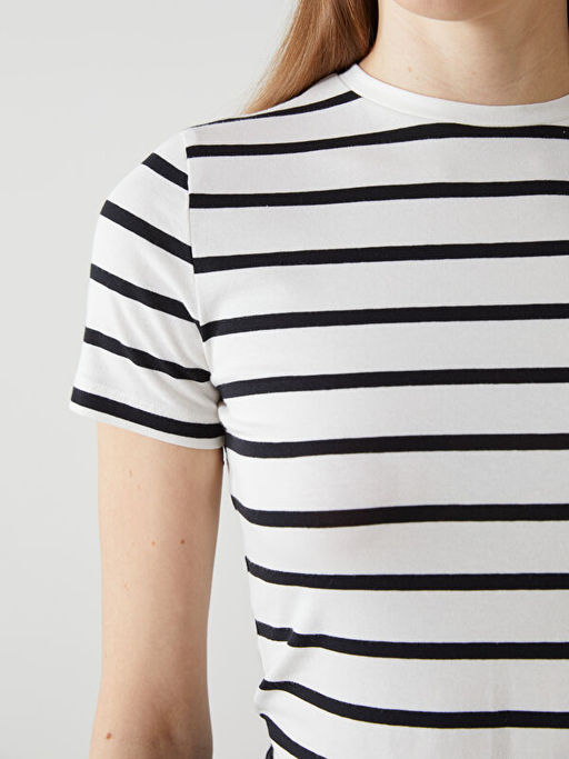 Bisiklet Yaka ?izgili Kad?n Ti??rt