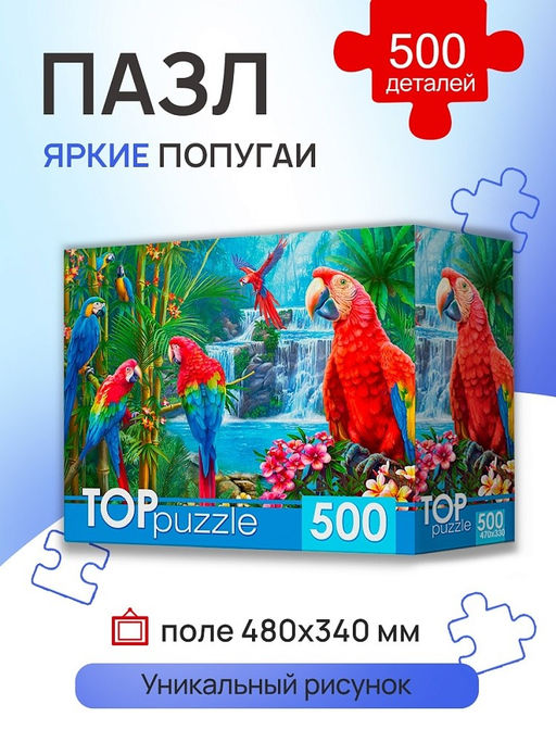 TOPpuzzle 500 элементов "Яркие попугаи" (ХТП500-6975)