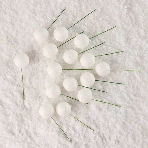 Фигурка для поделок и декора на проволоке «Шар», набор 15 шт., размер 1 шт. — 3×9 см, цвет белый