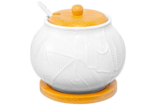 Сахарница 620 мл 11*11*12 см Танзания + ложка + дер. крышка на дер.подставке - Elan gallery фото 4