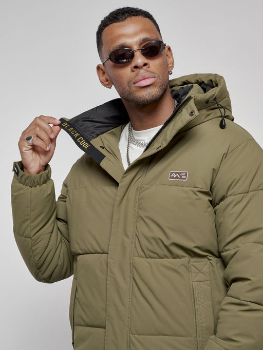 Куртка молодежная мужская зимняя с капюшоном цвета хаки 8356Kh - Wonderrman фото 13