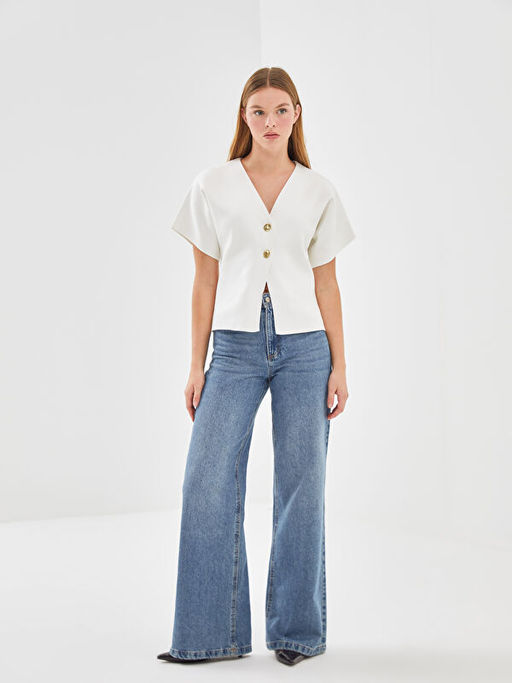 V Yaka Kad?n Triko Bluz