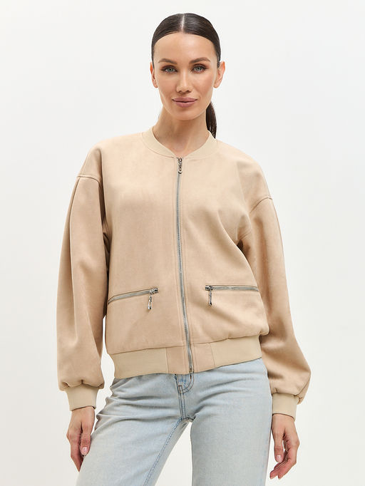 Бомбер из замши бежевый - Tantino фото 8