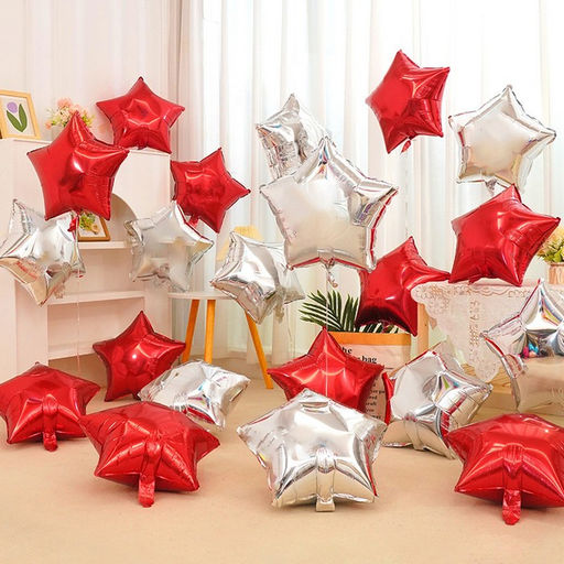 Цена за 5 шт. Воздушный шар фольгированный 18" «Звезда», серебряный