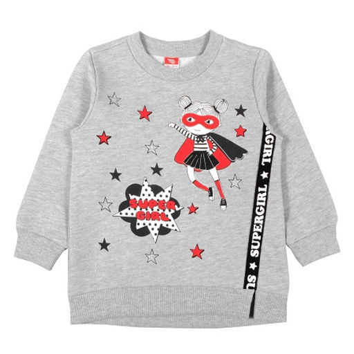 CRB wear/CWK 62502-1 Платье модель туника для девочки, серый меланж/Ex.Cherubino  фото 2