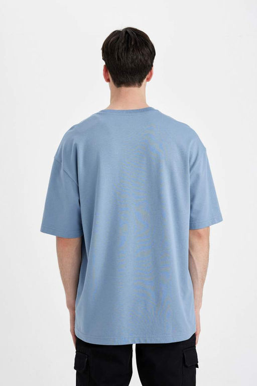 Футболка оверсайз с круглым вырезом из плотной ткани с короткими рукавами - Defacto фото 7
