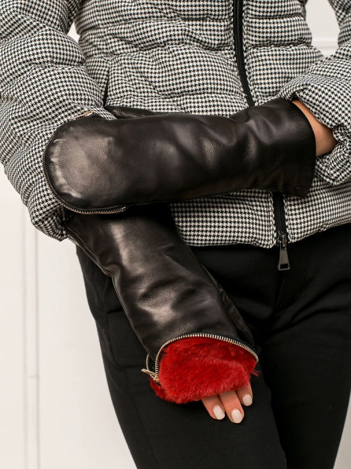 Рукавицы женские н/м крол IS129 black - Eleganzza фото 4