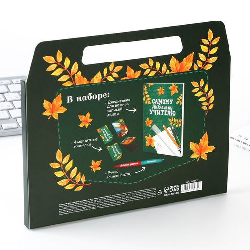 Подарочный набор в портфеле, ежедневник А5, 80 л., закладки, ручка «Дорогому учителю»