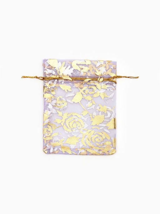 Цена за 100 шт. Мешочек подарочный Розы золотистые, 7?9 см, фиолетовый