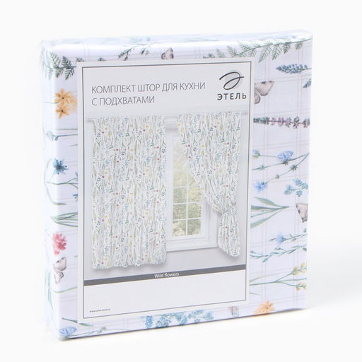 Комплект штор д/кухни с подхватами Этель Wild flowers 145х180см-2 шт., 100% п/э  фото 6