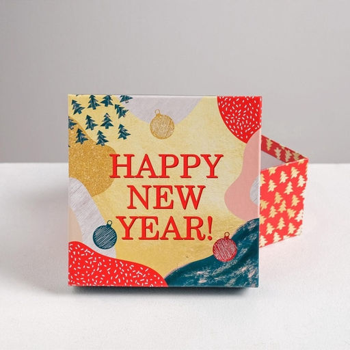 Коробки подарочные новогодние набор 6 в1 Happy new year, 10×10×6 - 20×20×11 см