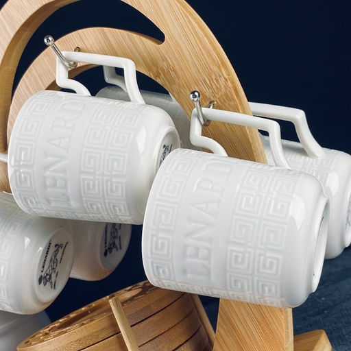 140-114 Кофейный набор 12пр. 130мл на подставке BAMBOO в под.уп.(х12)Фарфор - Lenardi фото 2