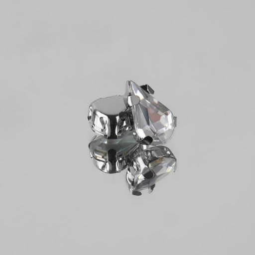 Цена за 2 шт. Стразы пришивные «Капля», в цапах, 6×10 мм, 50 шт., белые