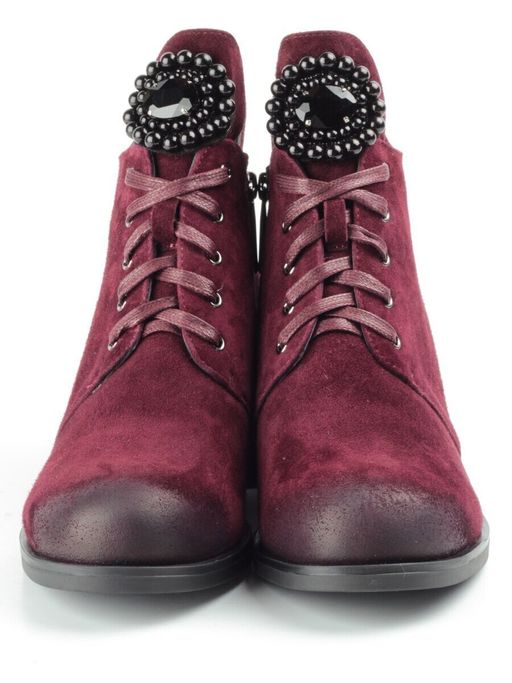 04-R181-3 BURGUNDY Ботинки зимние женские (натуральная замша, натуральный мех) - Фабричный китай фото 10