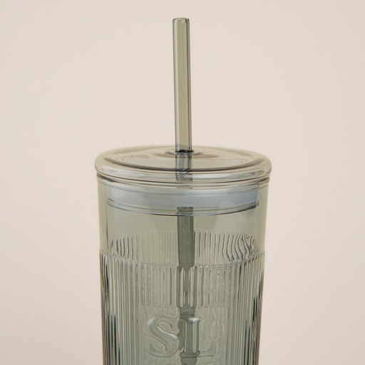 Стакан SL Home «Идиллия», 650 мл, 8.5×24 см, стекло, с трубочкой, зелёный